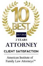 10 Best 2017-2018 | 2 Years Attorney Client Satisfaction | American Institute of Family Law Attorneys